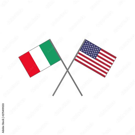 Vector illustration of the italian flag and the american (U.S.A.) flag ...