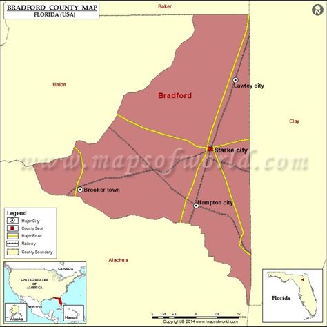 Bradford County Map, Florida