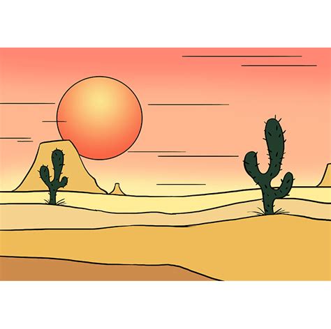 Desert Scene Drawing Easy : Easy Watercolor Painting Ideas For ...