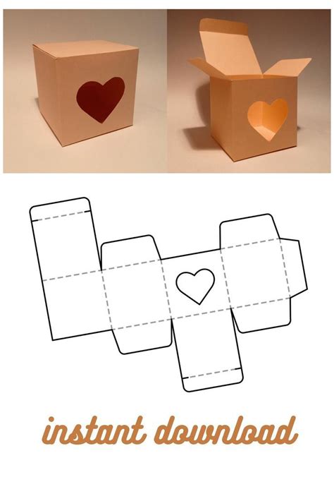 Heart Box Template | Diy gift box template, Gift box template, Heart ...