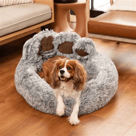 Calming Paw Dog Bed Anti-Anxiety Orthopedic Paw Bed for Dogs Comfy Fur