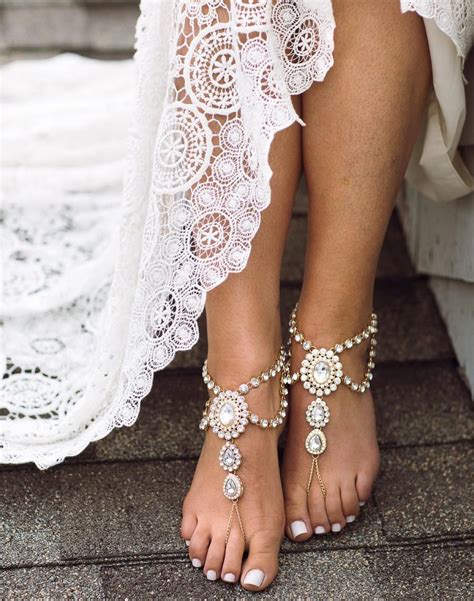 Katy Barefoot Sandals Gold Foot Jewelry Beach Wedding Sandals ...