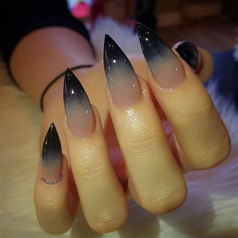 Black to clear Ombre Stiletto Nails #ad #acrylicnaildesigns | Trendige ...