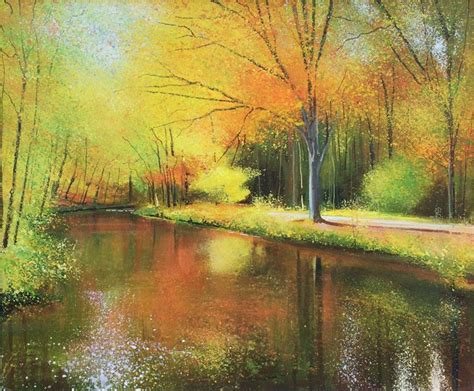 John Connolly 'River of Gold' Autumn River Painting - No Naked Walls