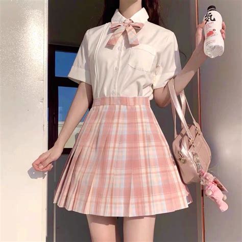 Kawaii Pink High Waisted Plaid Pleated Skirt | Pink skirt outfits, Cute ...