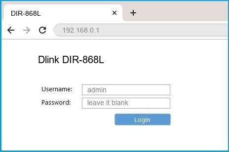 Dlink DIR-868L Router Login and Password