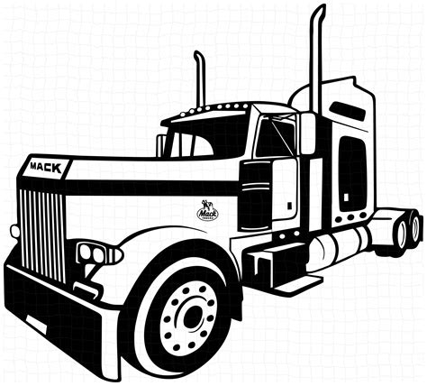 Semi Truck Svg Mack Semi Truck Silhouette Vector Semi | Etsy in 2021 ...