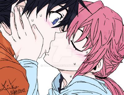 Yuki and Yuno Kissing - Mirai Nikki - colored by Paulo22s2 on DeviantArt