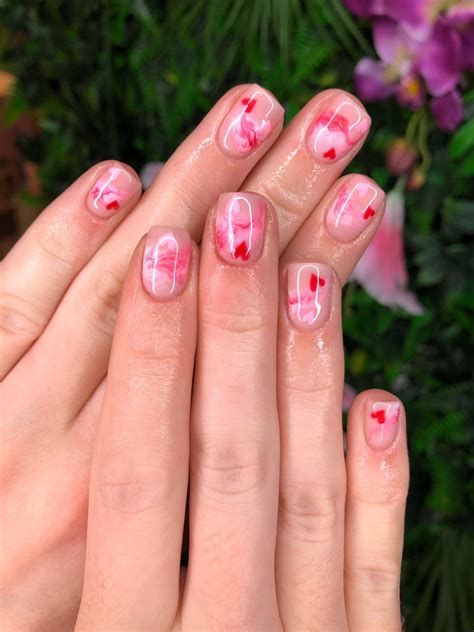 Hand Painted Valentines Nail Art 💖 | Natural nail designs, Natural gel ...