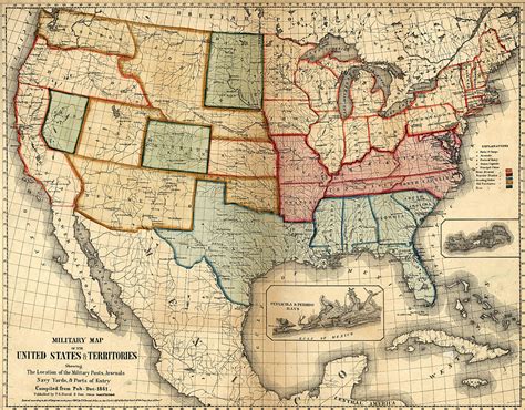 1861 Civil War Military Map Of The United States Posts Arsenals Navy ...