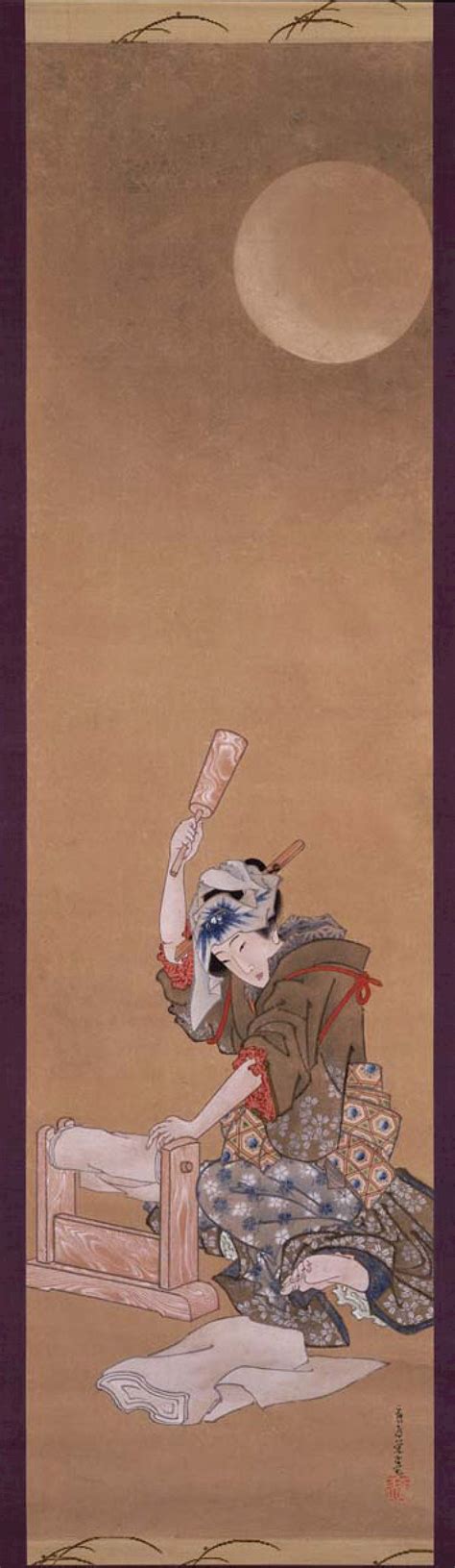 Kinuta: Beauty Fulling Cloth in the Moonlight by Katsushika Ōi