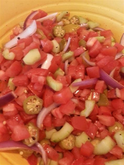 My special salad. Tomatoes, cucumbers, red onions, your favorite ...