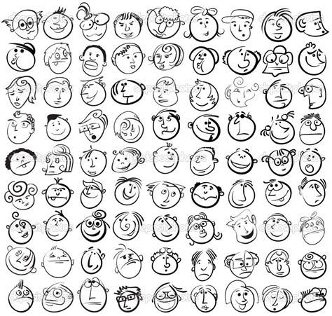 Drawing cartoon faces, Doodle people, Cartoon faces