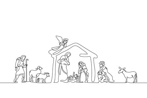 Nativity | Nativity coloring pages, Christmas drawing, Line art