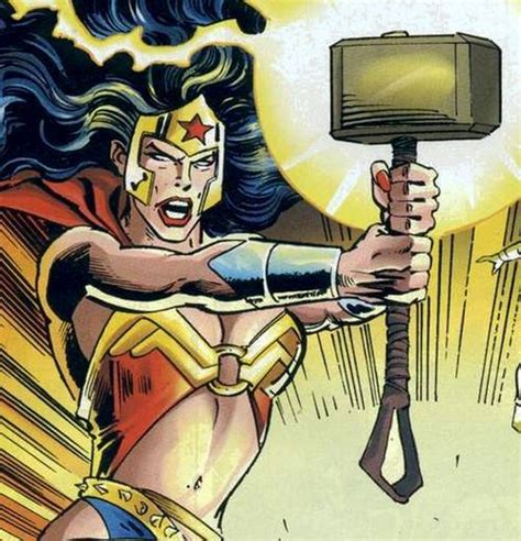 In the Amalgam series, Wonder Woman picks up Thor's hammer and gains ...