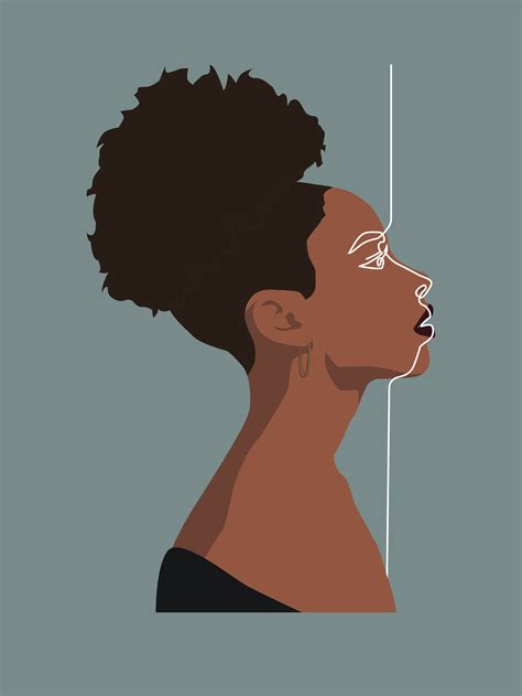 Woman African American Do Sometihng Green Art Print Black Illustration ...