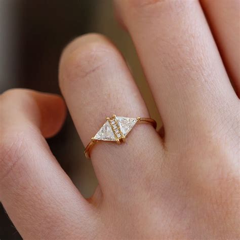 Vintage Diamond Triangle Ring ... | Geometric engagement ring, Triangle ...