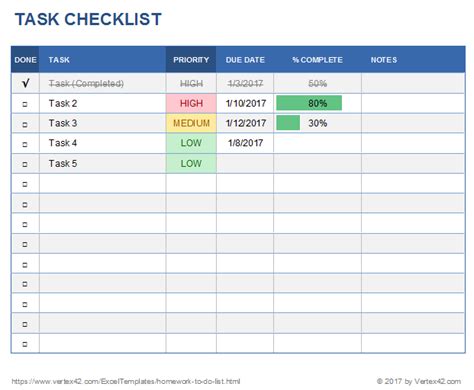 Free Task List Templates for Excel