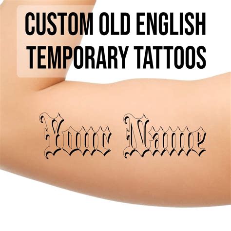 Custom Old English Name Temporary Tattoo Gothic Customized Text Words ...