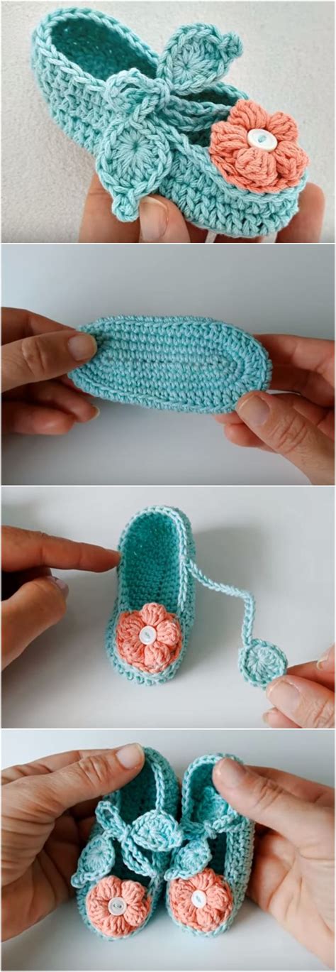 Crochet Baby Shoes With A Flower - Crochet Ideas