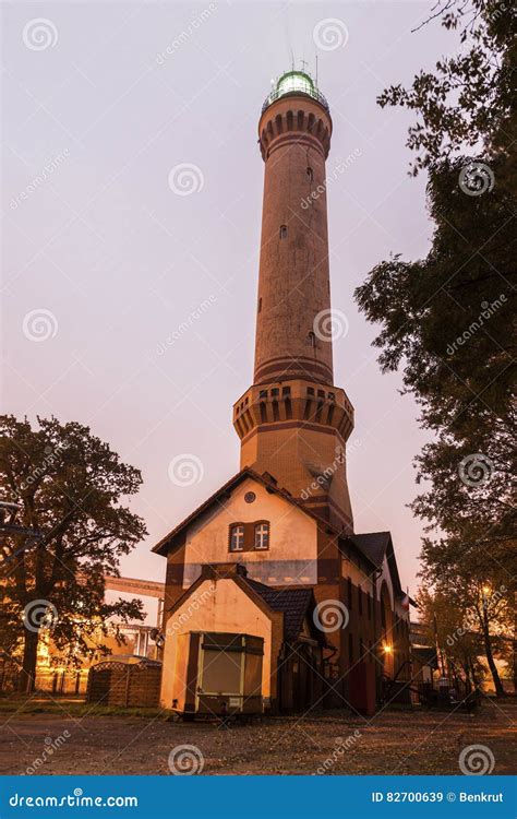 Swinoujscie Lighthouse at Night Stock Image - Image of pomerania ...