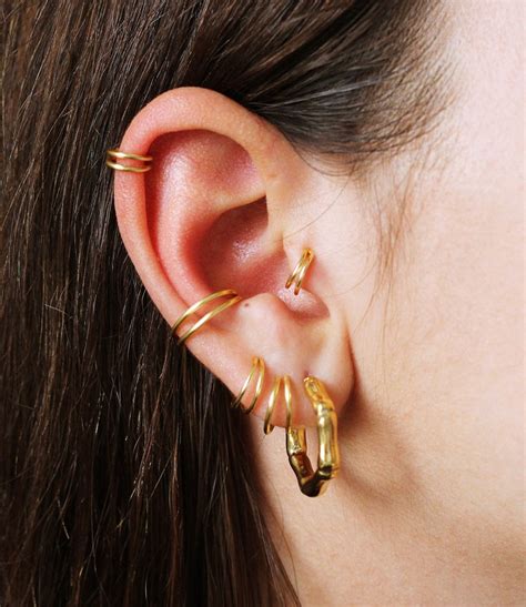 Double Conch Hoop Gold Conch Piercing Cartilage Earring - Etsy