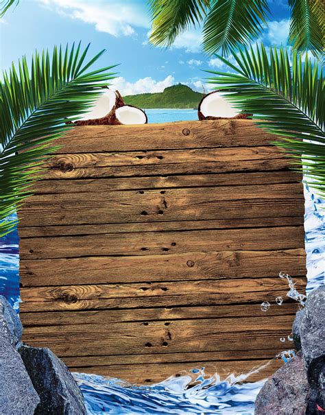 refreshing,beach,resort,party,psd,coconut,tree,blue,sky,board,seawater ...