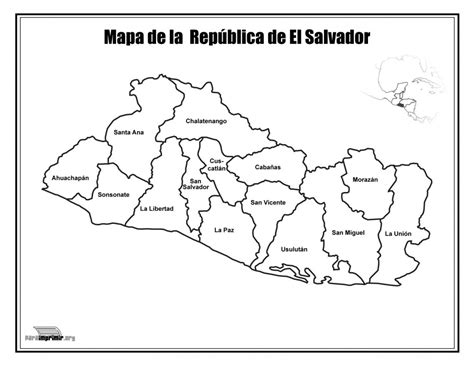 Mapa de El Salvador con nombres para imprimir en PDF 2024