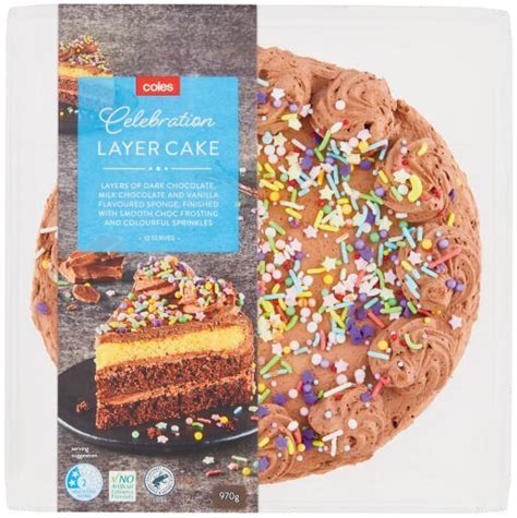 Coles celebration layer cake 970g offer at Coles