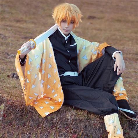 Demon Slayer: Kimetsu no Yaiba Zenitsu Agatsuma Cosplay Costume ...