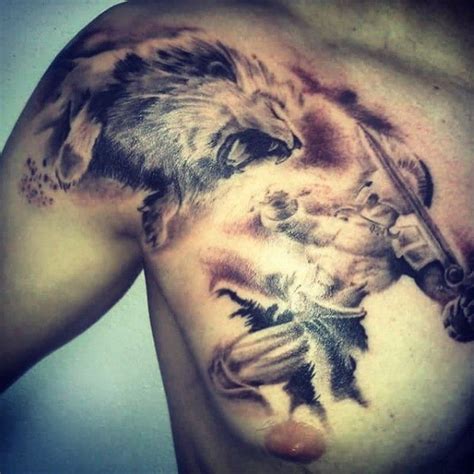 gladiator fighting lion tattoo - howtofoldtowelsonatowelbar