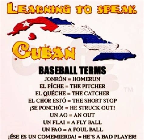 Learn to Speak Cuban Spanish: Baseball Terms | Cuban humor, Baseball ...