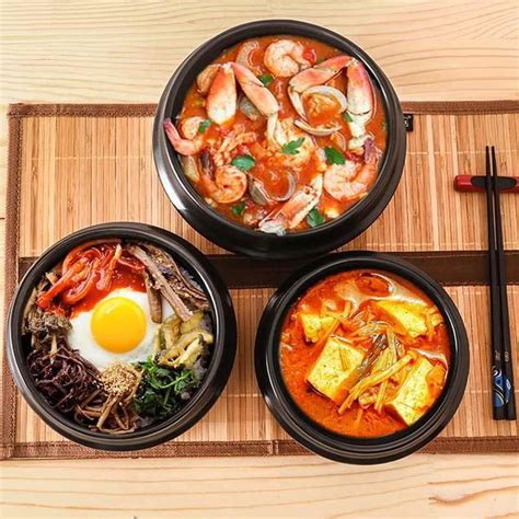 Dolsot Korean Stone Pot with Tray / Clay Pot Bibimbap Pot / Ddukbaegi ...