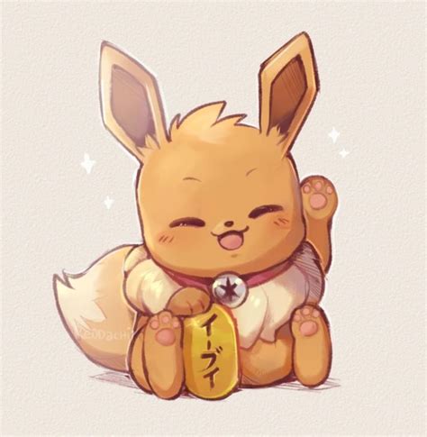 Adorable maneki-neko eevee digital fan art! This pokemon inspired lucky ...