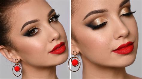 Black Smokey Eye And Red Lips | Lipstutorial.org