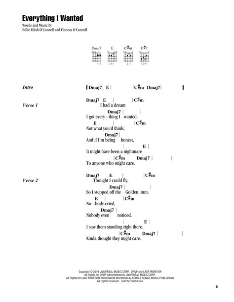 everything i wanted by Billie Eilish - Guitar Chords/Lyrics - Guitar ...