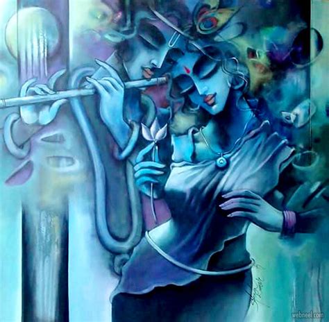 50 Beautiful Radha Krishna Paintings from top Indian artists