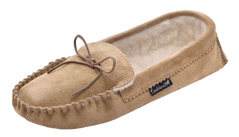 Lambland Mens - Ladies Genuine Suede Sheepskin Wool Moccasin Slippers ...