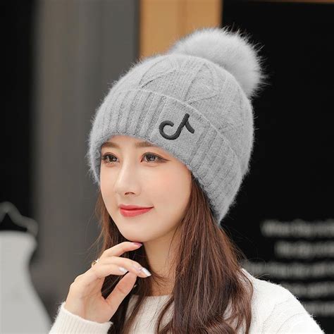 Buy Winter Hats for Women Tik Tok Knitted Beanie Hat Girl's Cap Thick ...