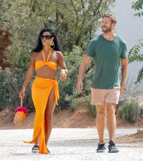 Vick Hope and fiancé Calvin Harris make rare appearance during stroll ...