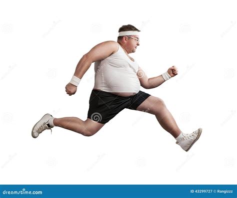 Funny Overweight Man On The Run Stock Photo - Image: 43299727