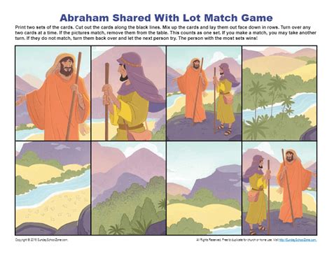 Abraham Shared With Lot Match Game - Children's Bible Activities ...