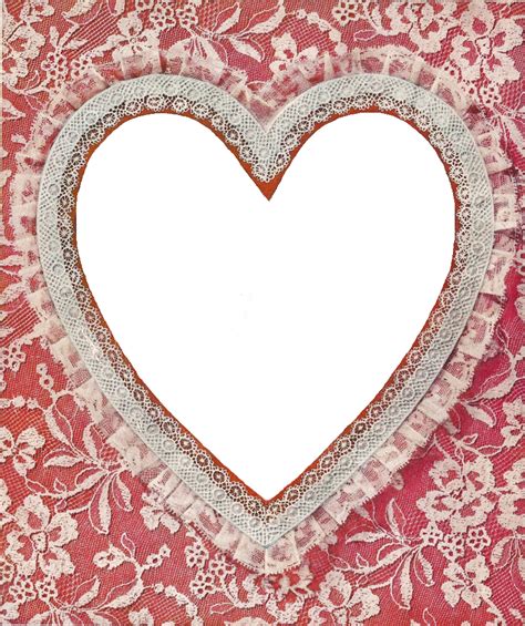 Vintage Free Clip Art Red Lace Heart Frame by Leaping Frog Designs