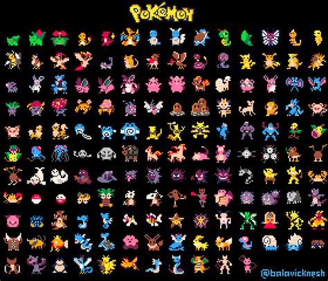 [OC] All 151 Gen 1 Pokemon Pixel Art. : PixelArt | Pixel art pokemon ...