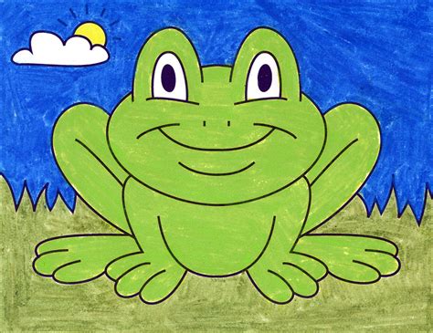 Easy How to Draw a Frog Tutorial and Frog Coloring Page