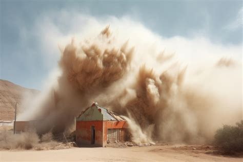 Premium AI Image | Dust cloud rising from collapsed structure created ...