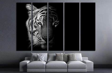 Black & White Beautiful tiger - isolated on black background №2371 ...