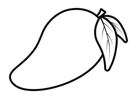 Black Line Mango Fruit Coloring Page Vector Illustration Image on White ...