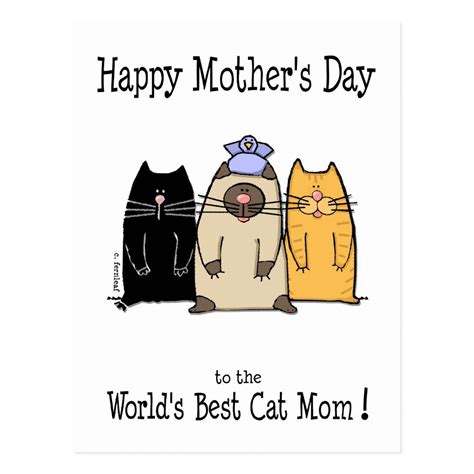 Happy Mother's Day! World's Best Cat Mom Postcard | Zazzle.com in 2021 ...