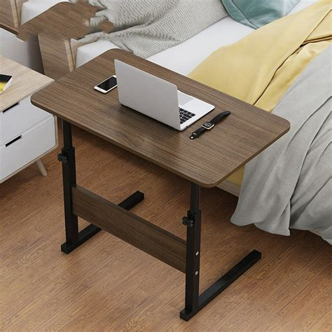 Rolling Laptop Table Adjustable Height Computer Desk w/Lockable Casters ...